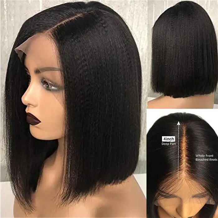 10 inch Short Yaki Human Hair Lace Front Wig