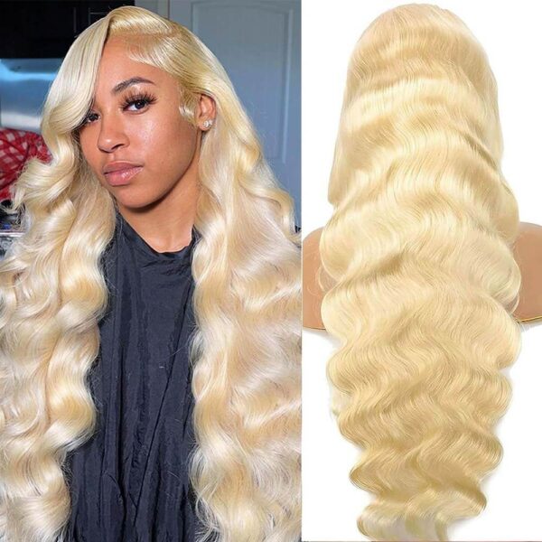26 30 inch 613 platinum blonde body wave lace front wig