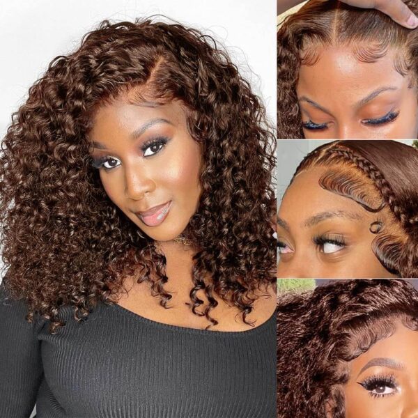 chocolate brown kinky curl lace front wigs