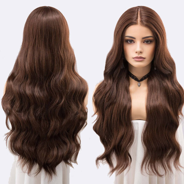 chocolate brown body wave lace front wig middle part